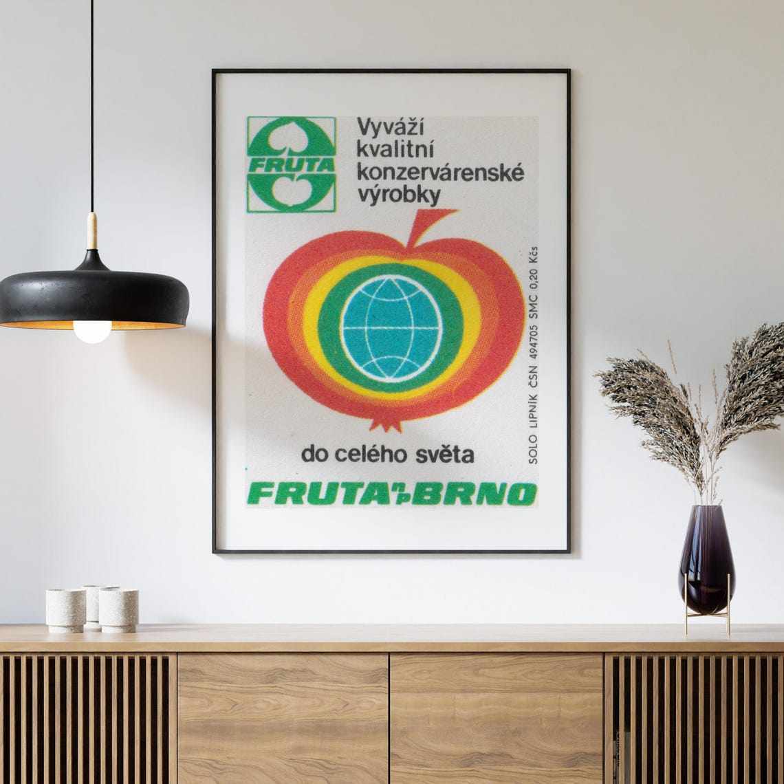 Fruta Brno Canned Goods Export Apple Globe Matchbox Label Art Poster - Image 4