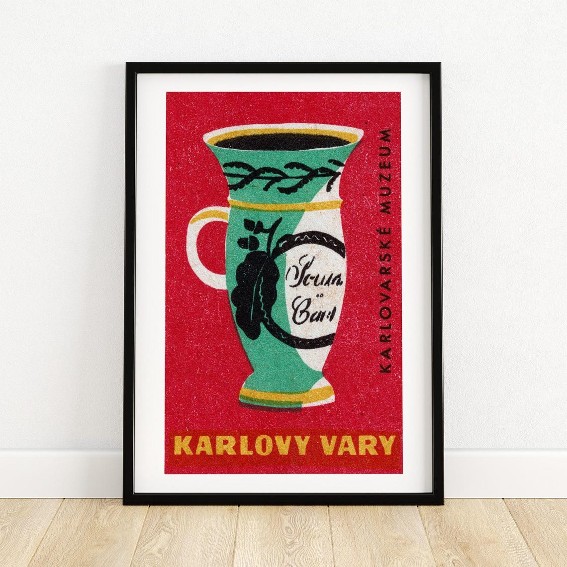 Karlovy Vary Museum Jug Vintage Czech Matchbox Label Art Poster