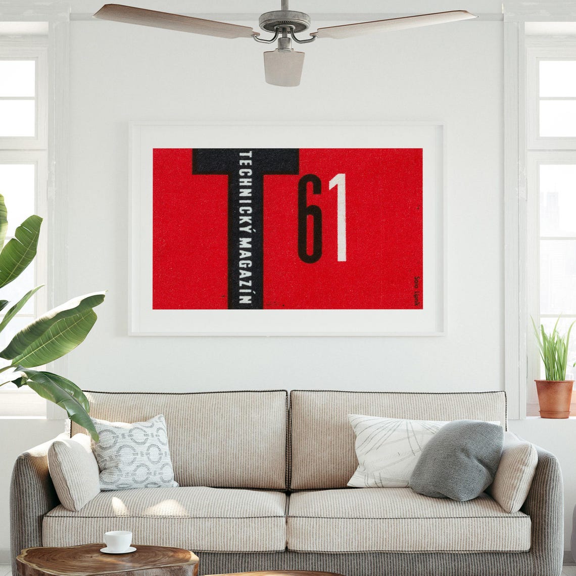 Technicky Magazin 61 Bold Red Typographic Vintage Poster Art - Image 4
