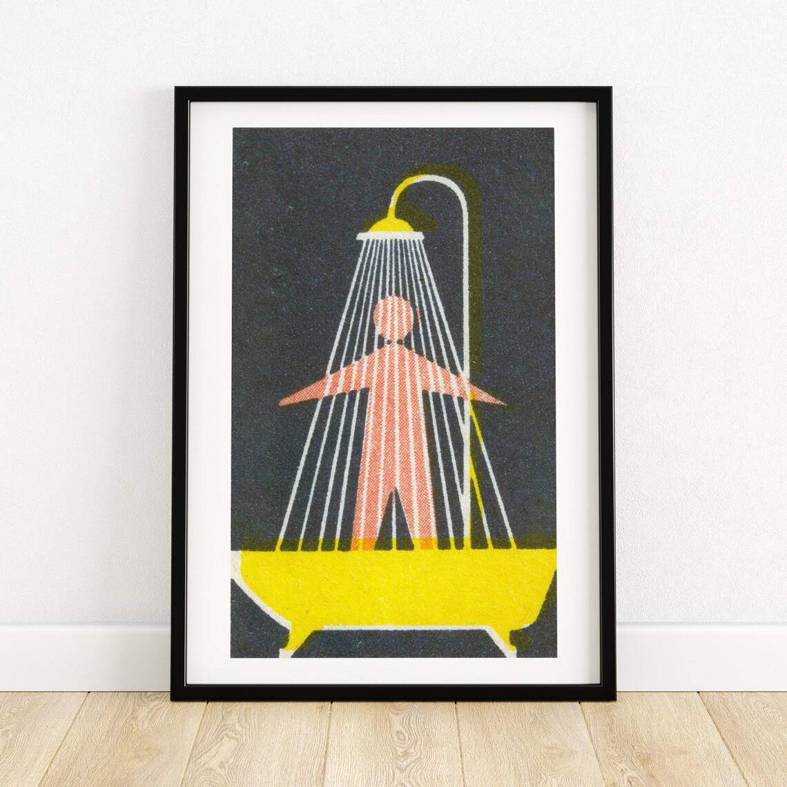 Person Showering Matchbox Vintage Bathroom Art Print