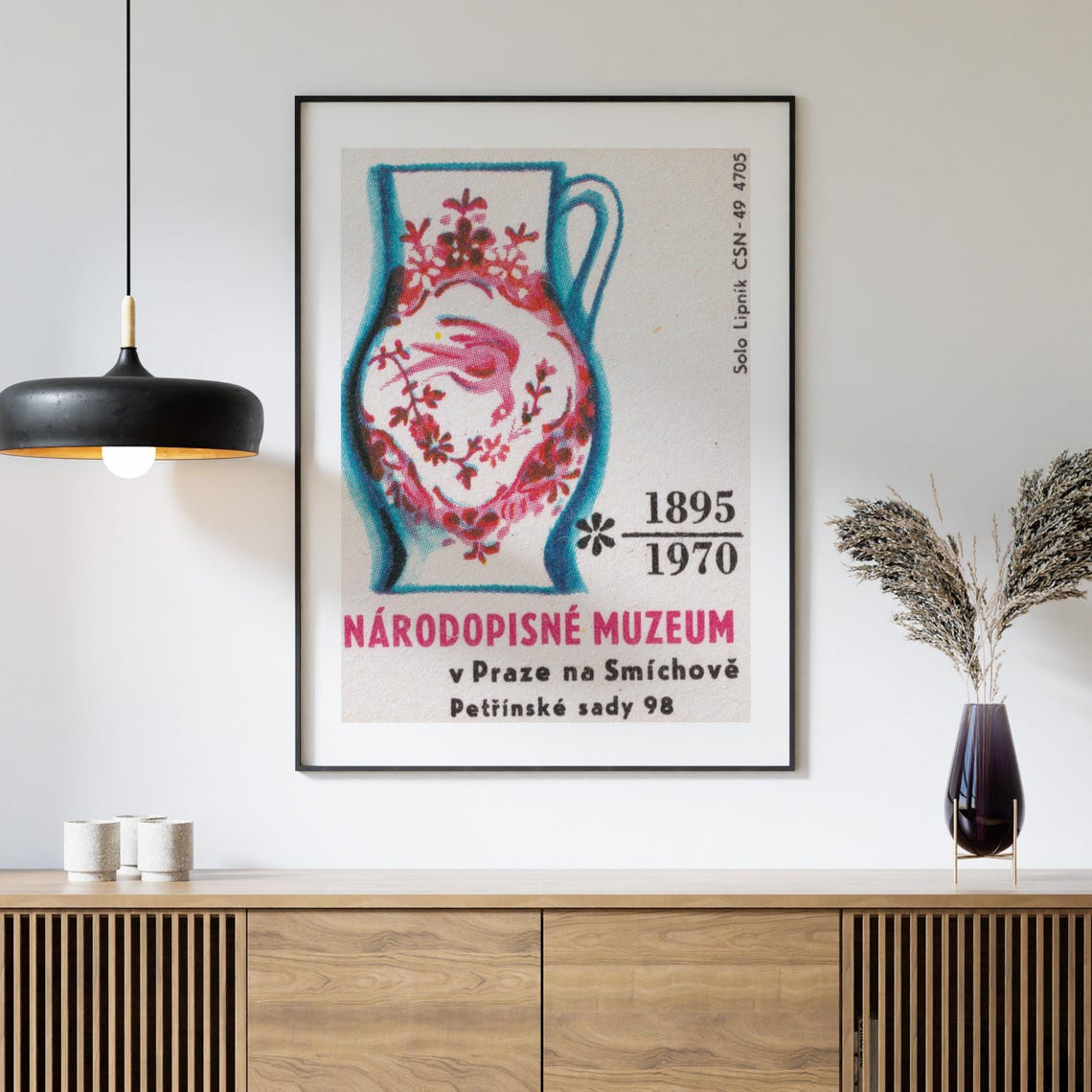 Prague Ethnographic Museum Painted Pitcher Retro Label Art Poster - Image 4