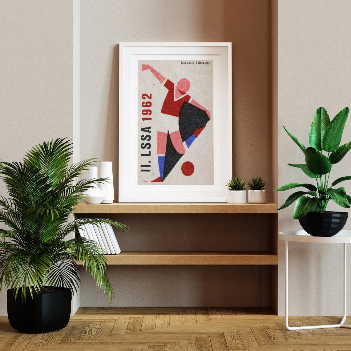 II LSSA 1962 Vintage Czech Football Soccer Player Art Poster - Image 2
