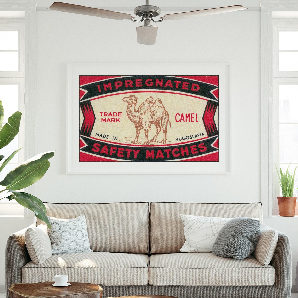 Camel Safety Matches Vintage Yugoslavian Matchbox Label Art Poster - Image 3