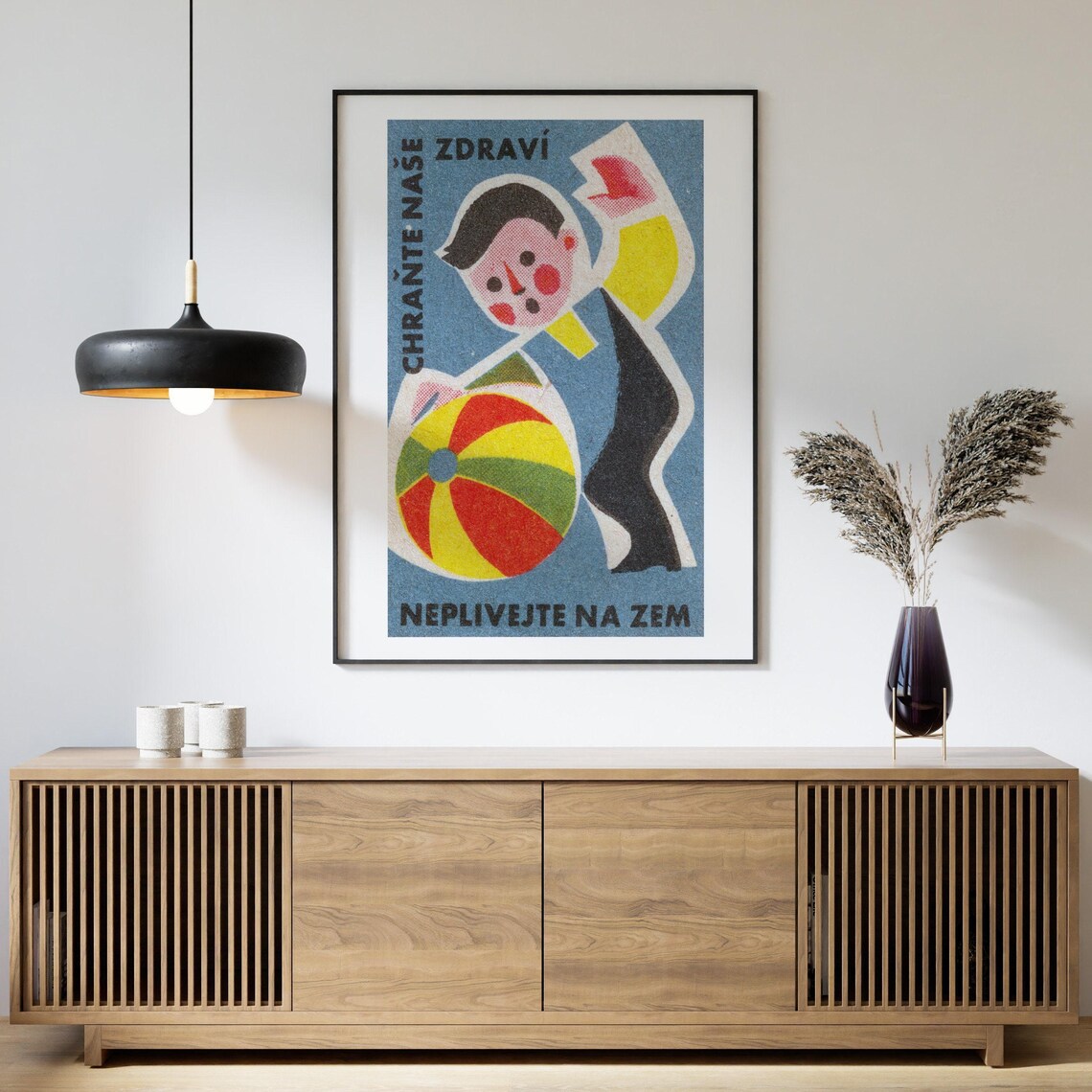 Boy Playing With Beach Ball, Vintage Czech Poster Print - Image 4
