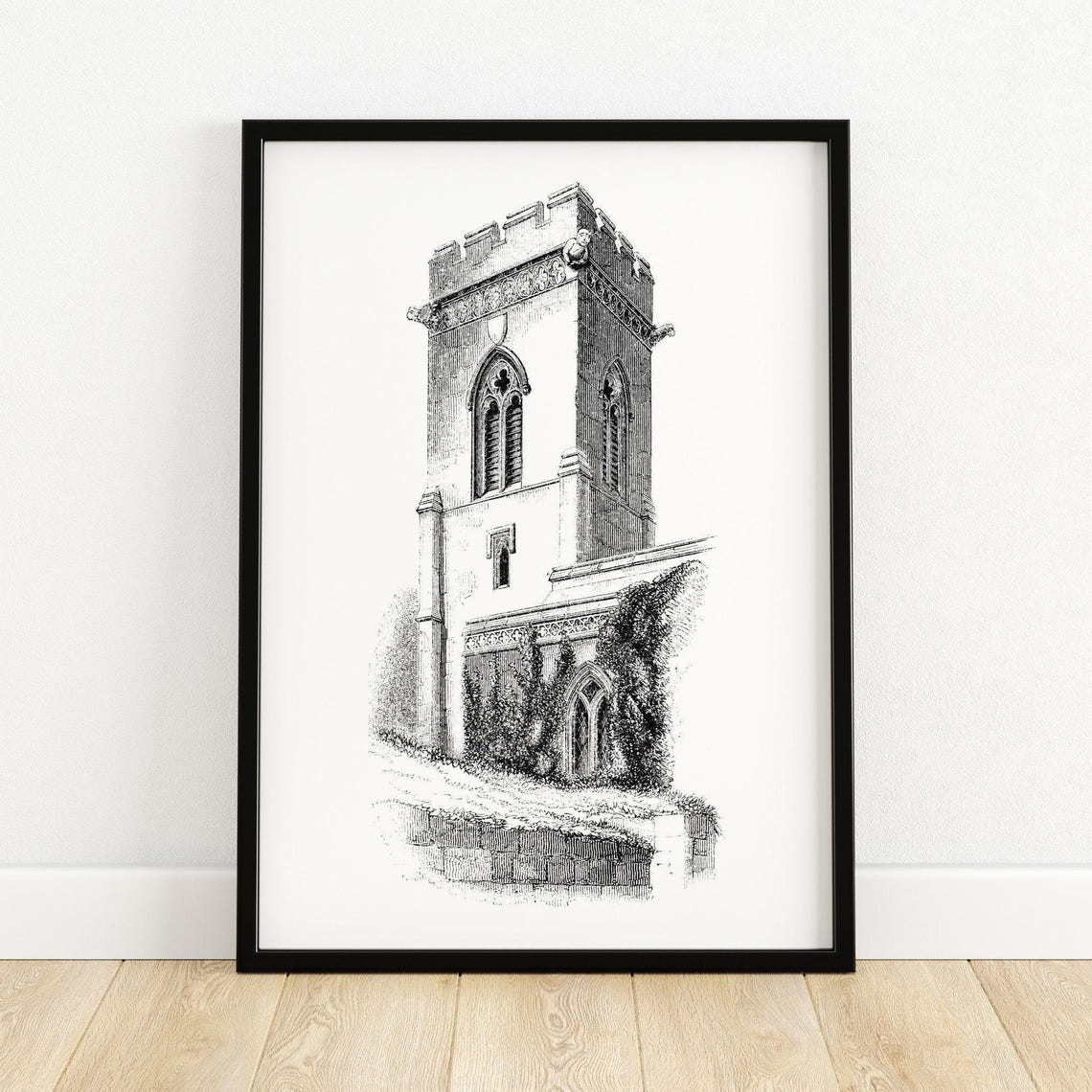 Northamptonshire Stone Parapet Crenellated Church Tower Poster