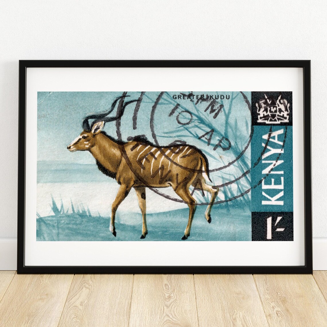 Gazelle Vintage Kenya Art Postage Stamp Print