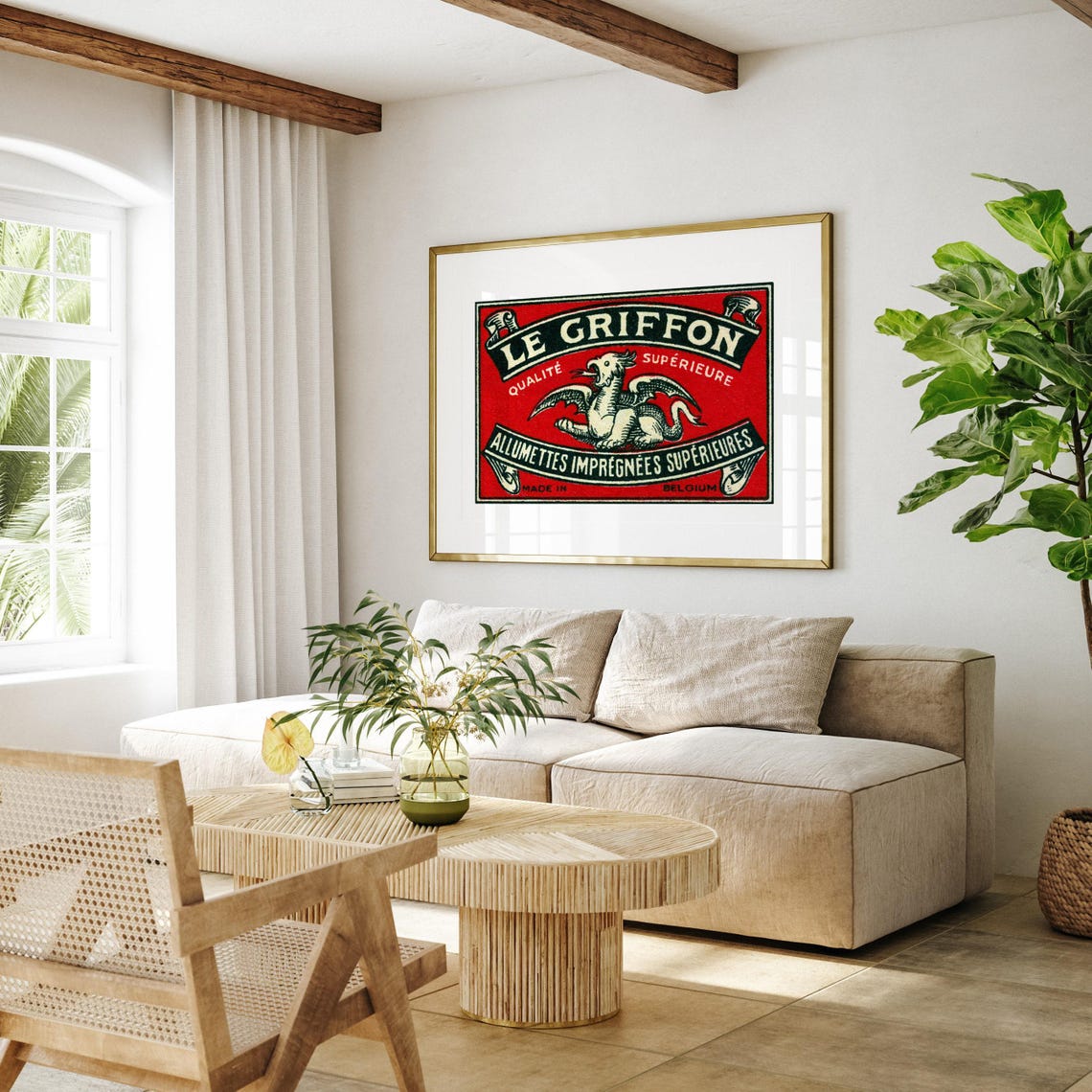 Le Griffon French Griffin Vintage Belgium Match Label Art Poster - Image 4