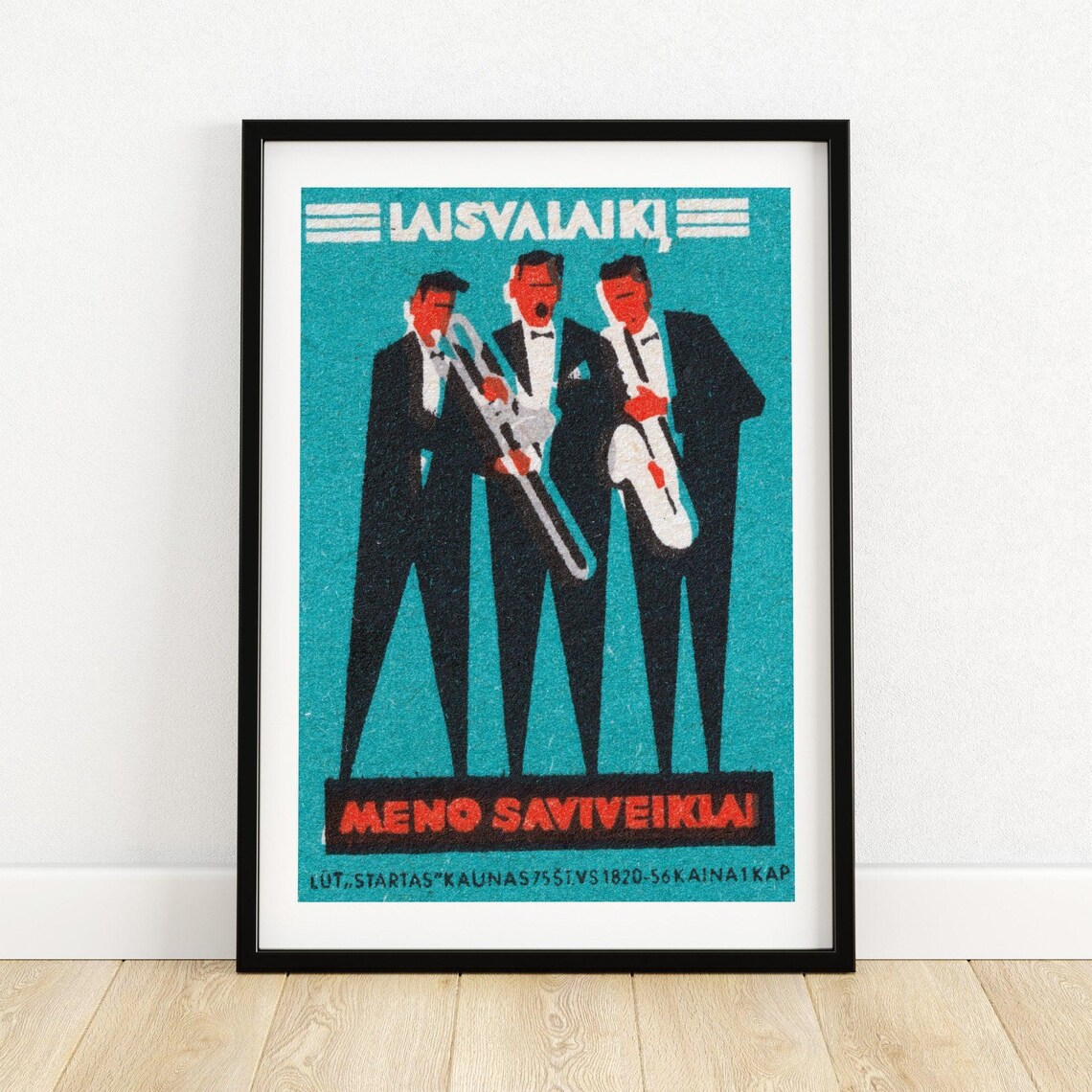 Lithuanian Laisvalaikis Jazz Trio Vintage Matchbox Art Poster