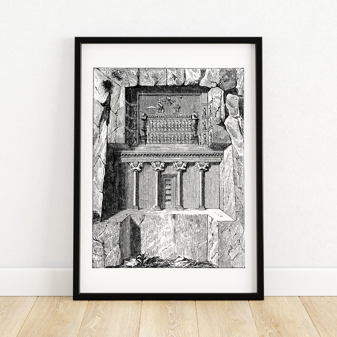 Rock Cut Tomb of Darius Ancient Persia Engraving History Poster