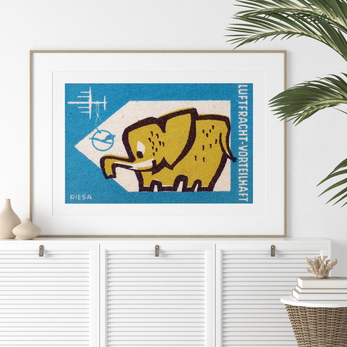 Air Freight Yellow Elephant East German Airline Matchbox Poster - Image 2