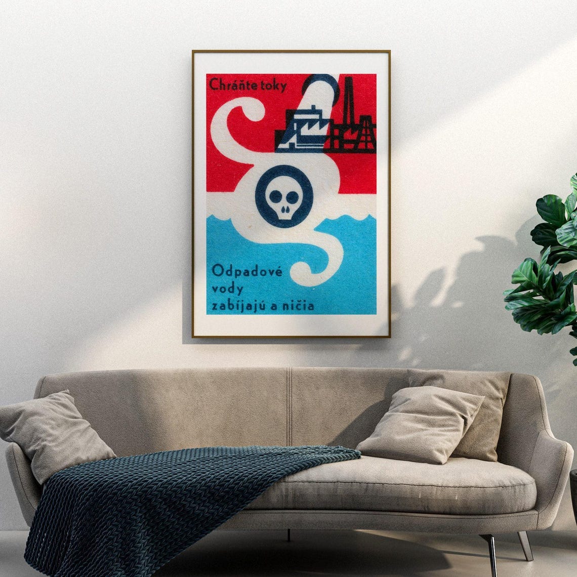 Chrante Toky Slovak Water Protection Skull Vintage Warning Poster - Image 3