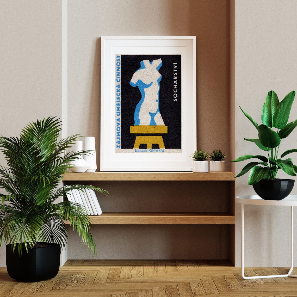 Sochařství Classical Sculpture Torso Solo Lipník Vintage Label Poster - Image 2