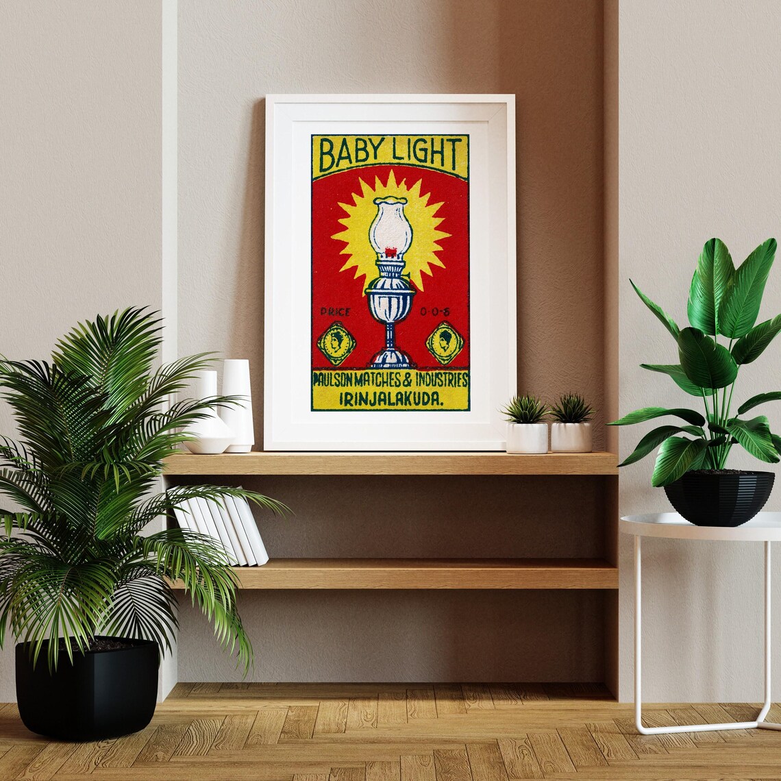 Baby Light Glowing Oil Lamp Vintage Indian Matchbox Label Poster - Image 2