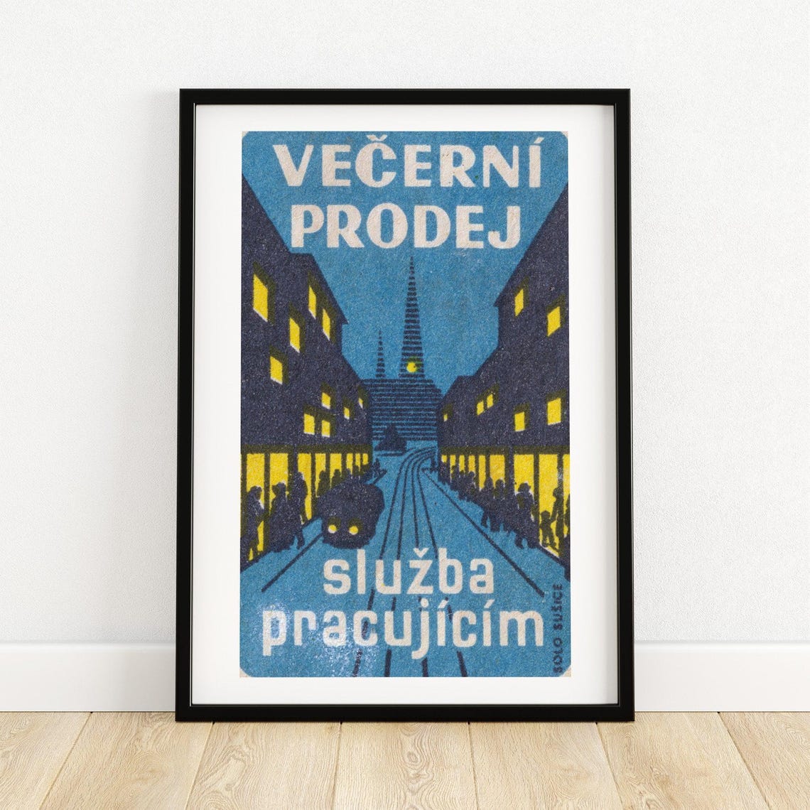 Vecerni Prodej Night City Street Evening Sale Workers Czech Poster