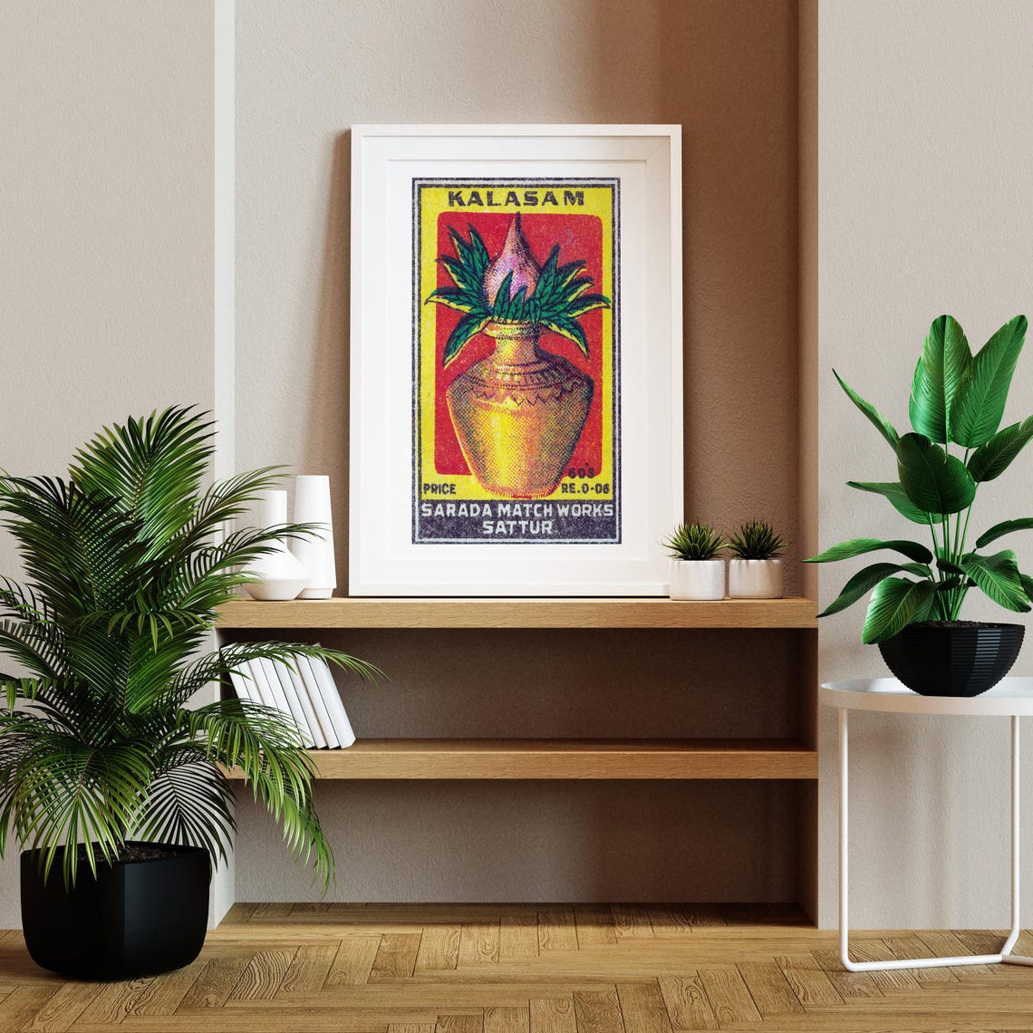 Kalasam Sacred Pot Matchbox Label Indian Hindu Devotional Art Poster - Image 2