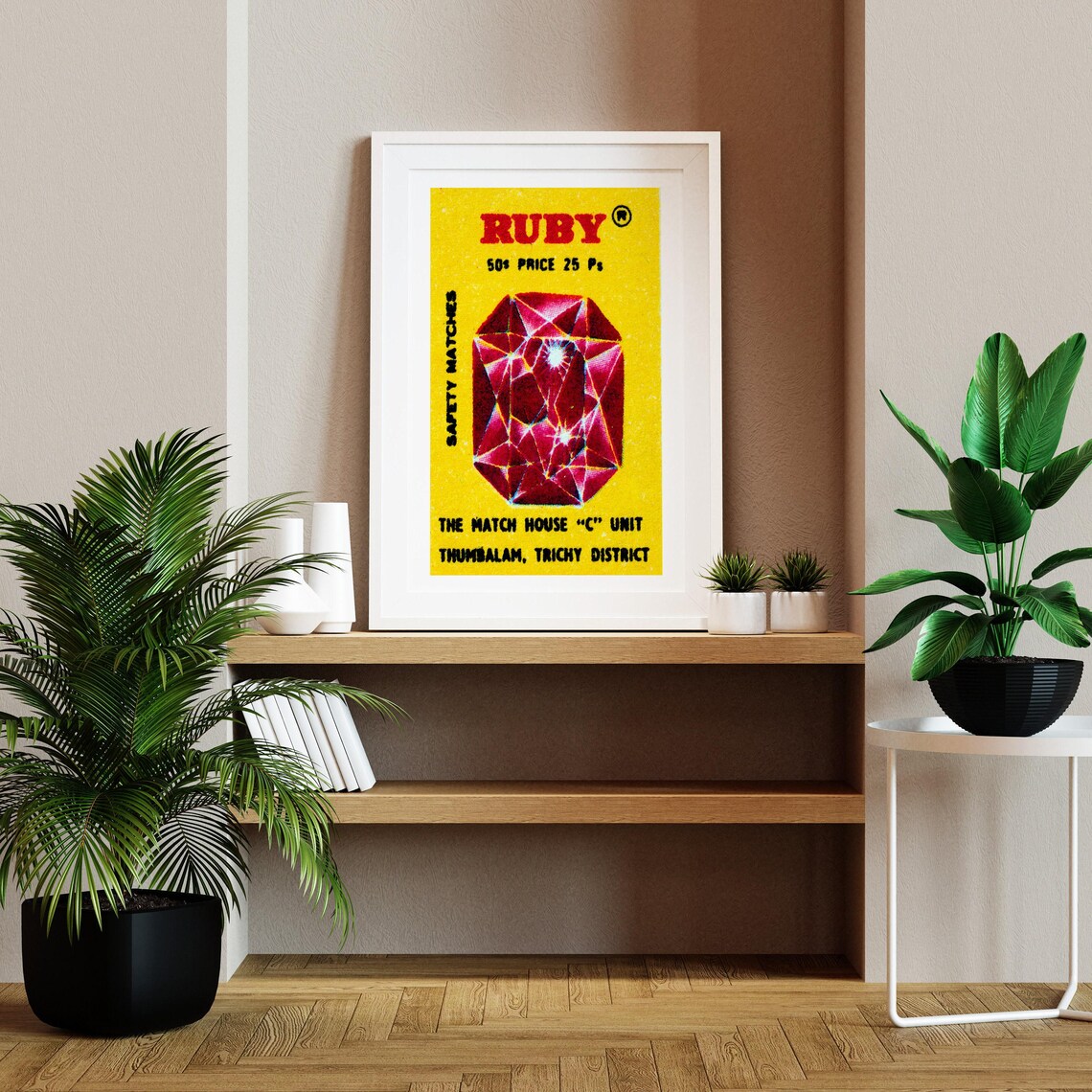 Ruby Gem Matchbox Vintage India Travel Poster - Image 2