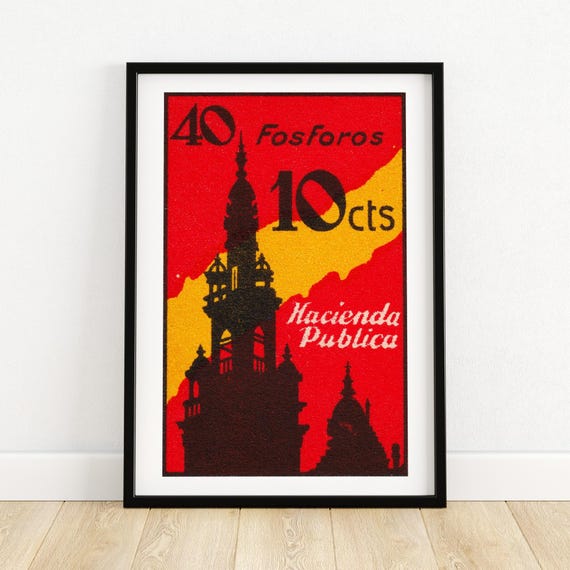 Bell Tower Matchbox Print Sweden Wall Art Vintage Sweden Art Matchbox Wall Poster Vintage Poster Print