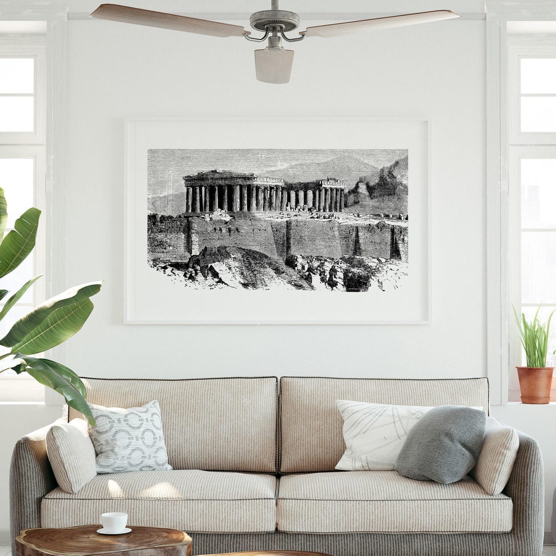 Parthenon Ruins Athens Acropolis Ancient Temple Engraving Poster - Image 3