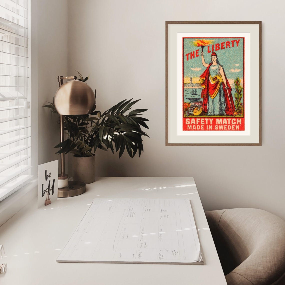 The Liberty Torch Woman Vintage Swedish Safety Match Label Poster - Image 2