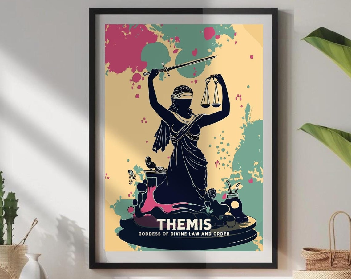 Themis Goddess of Divine Law and Order Sword Scales Art Poster