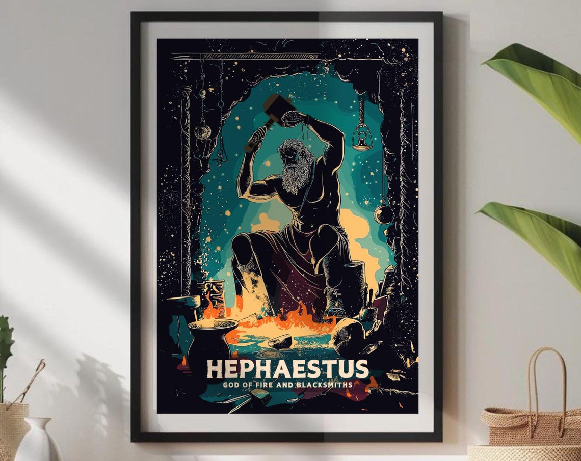 Hephaestus Greek God Of Fire And Blacksmiths Mythology Poster