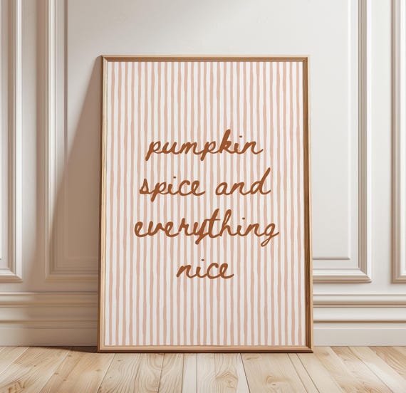 Pumpkin Spice Print Fall Kitchen Wall Art Retro Autumn Poster Coffee Artwork Decor Digital Download