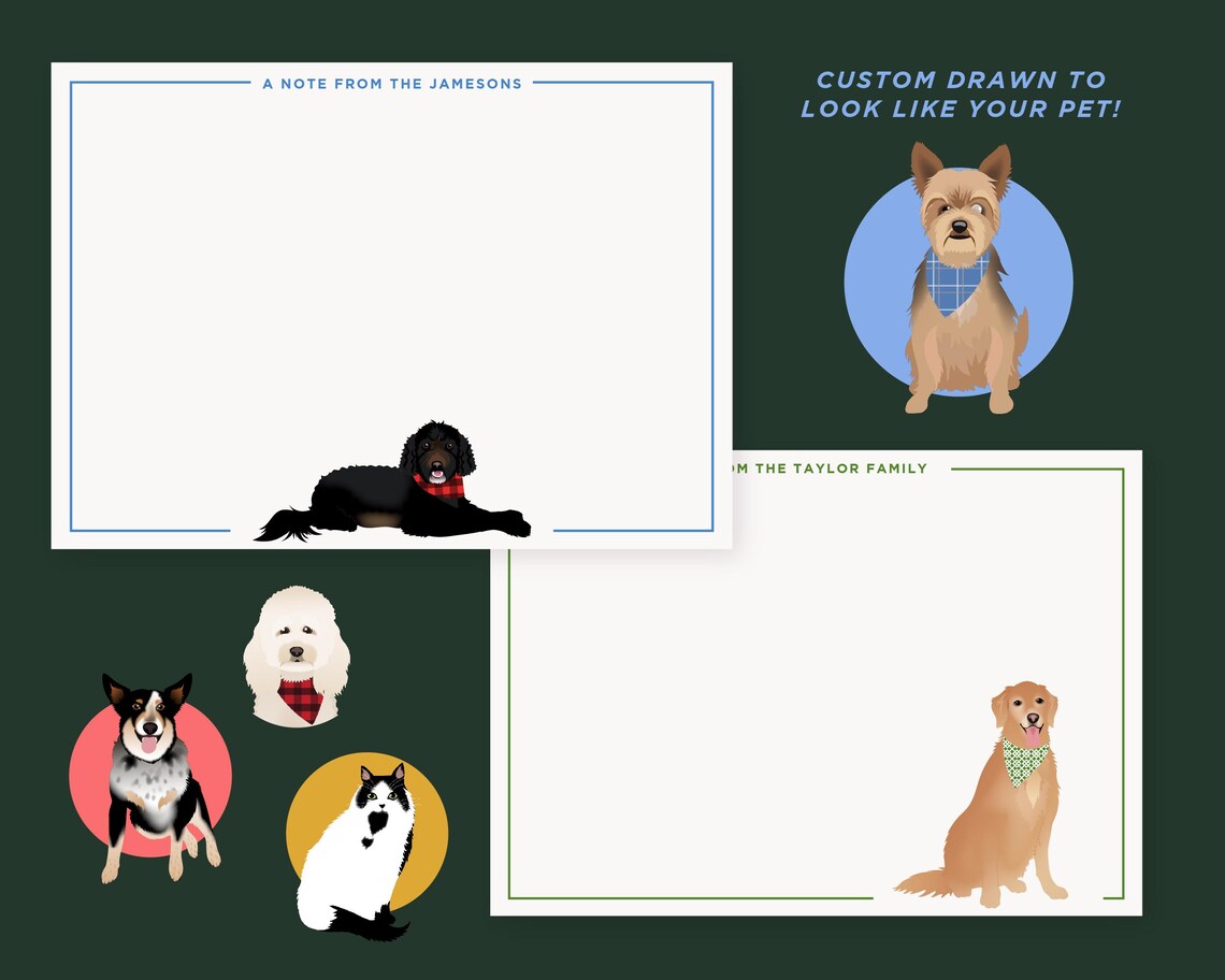 Custom Portrait Stationery Pet Notecards - Image 4