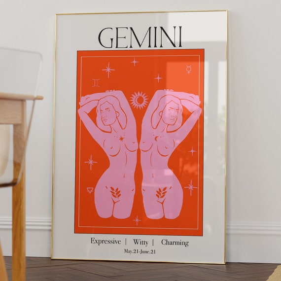Gemini Goddess Wall Art Print Zodiac Giftcelestial Star Sign Astrology