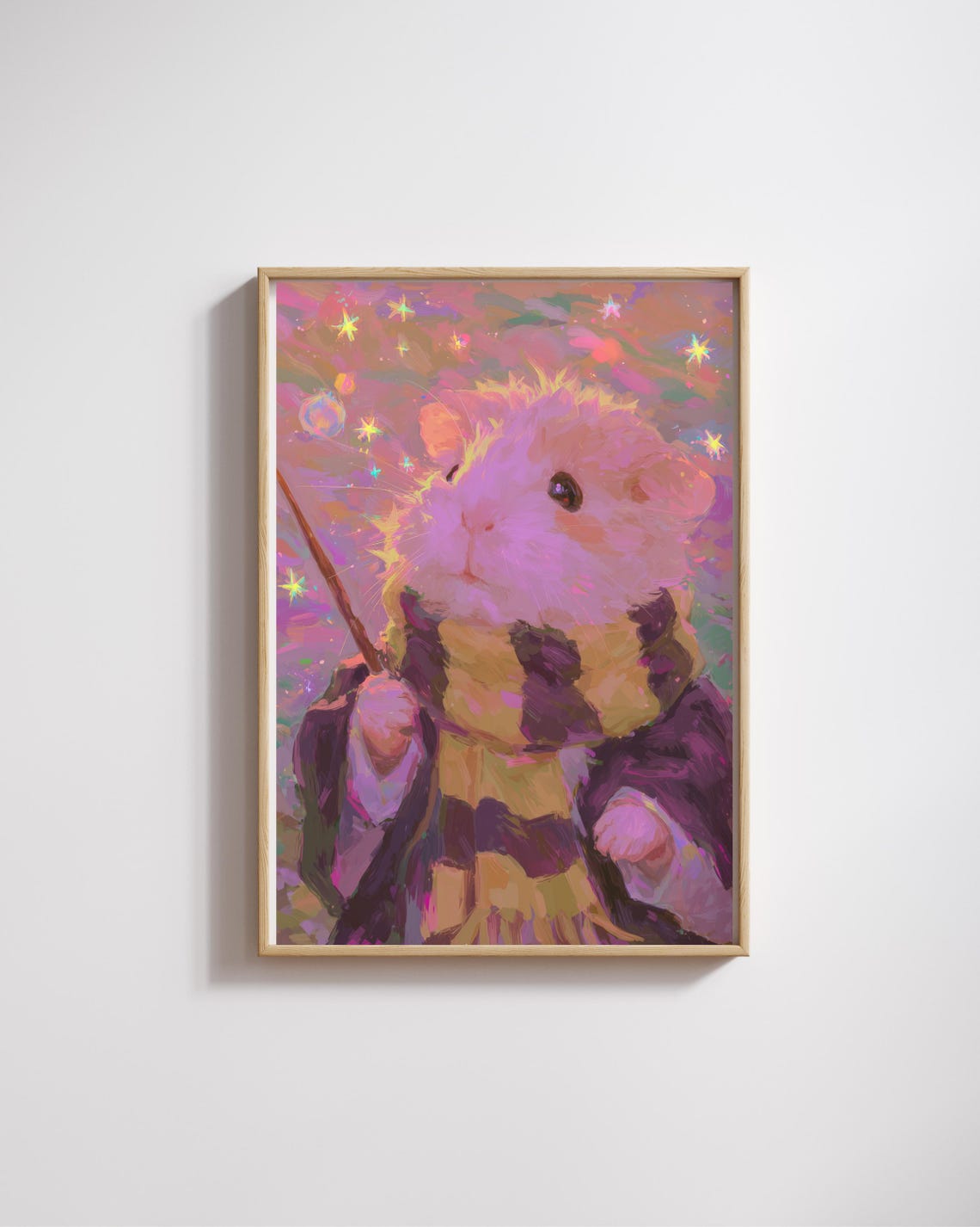 Wizard Hamster With Wand Cute Pink Pastel Fantasy Art Poster
