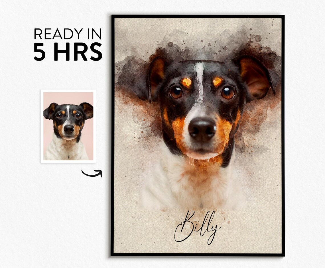 Personalized Watercolor Dog Portrait, Pet Memorial - Image 2