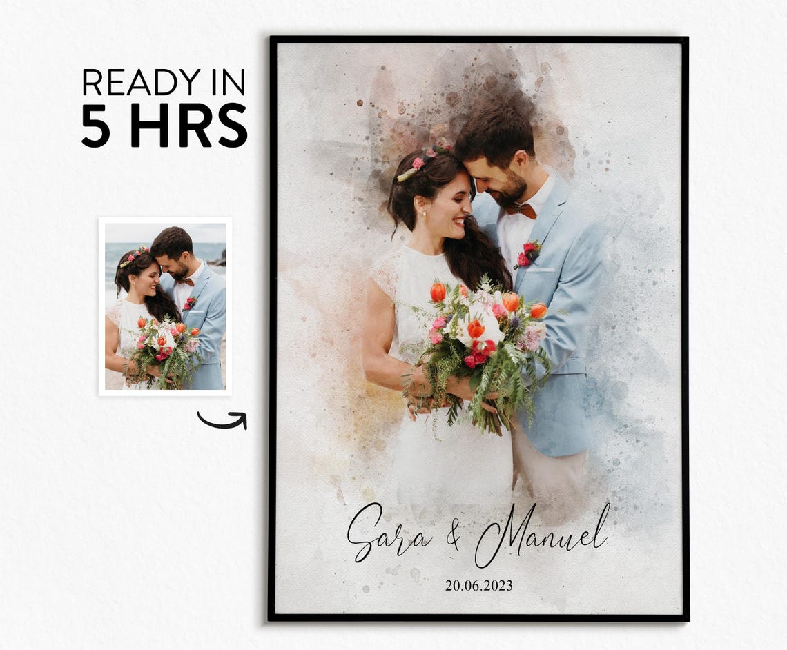 Custom Wedding Gifts Couple Portrait Art Print