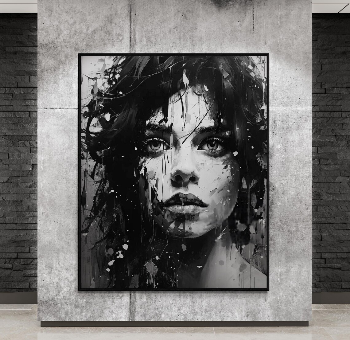 Abstract Black And White Woman Portrait, Modern