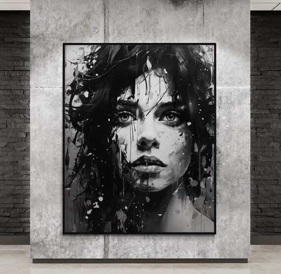 Abstract Black And White Woman Portrait, Modern