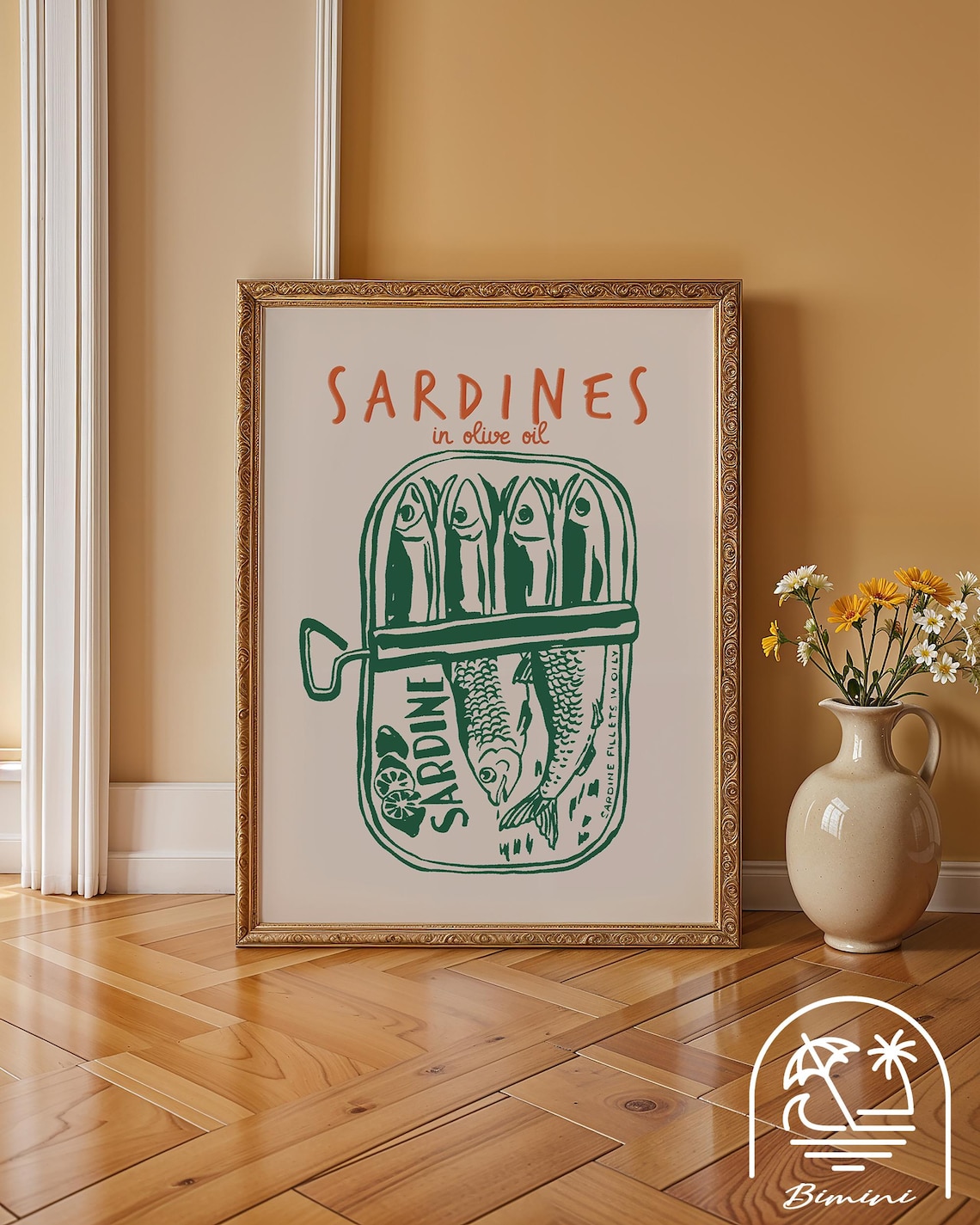Green Sardine Tin Print, Vintage Kitchen Wall Art