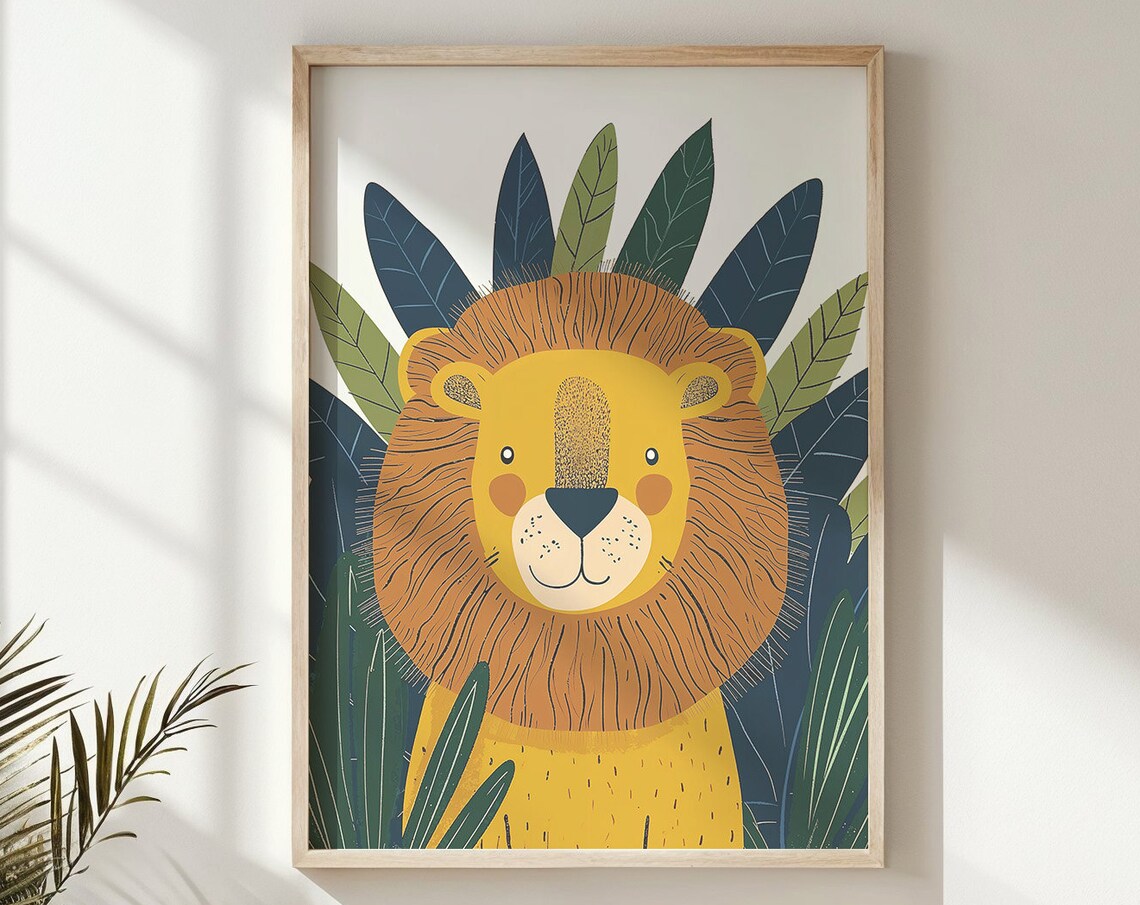 Lion Cub Nursery Safari Animal Art Print, Kids