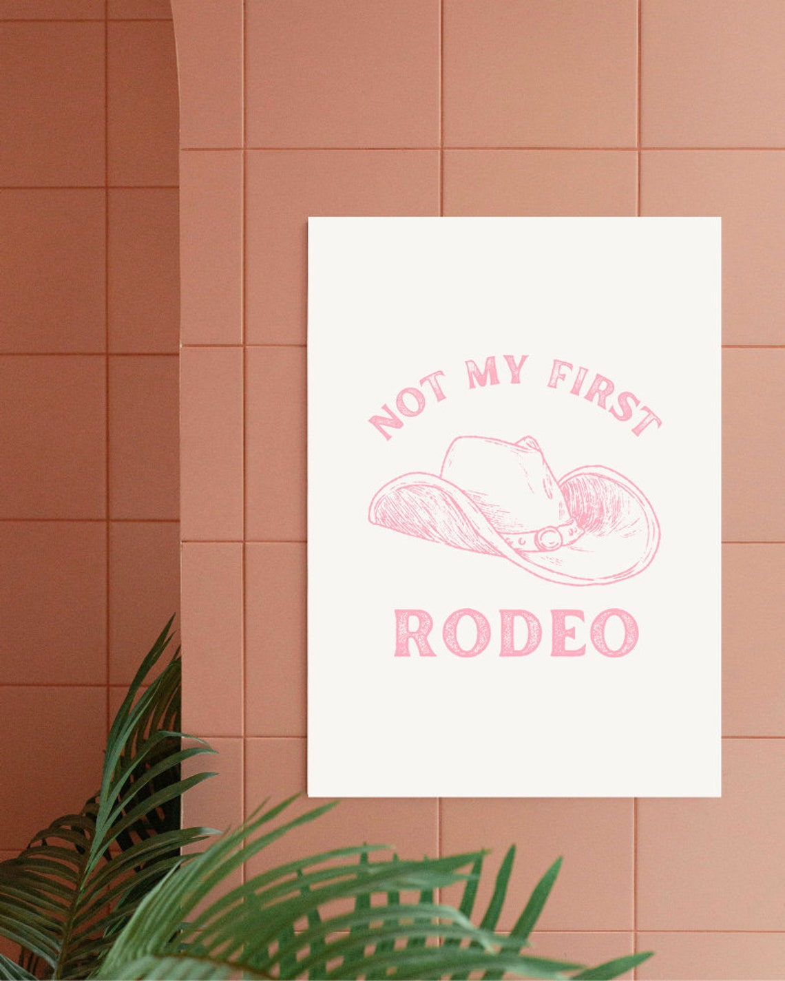 Not My First Rodeo White Text Pink Background Western Quote Poster - Image 3