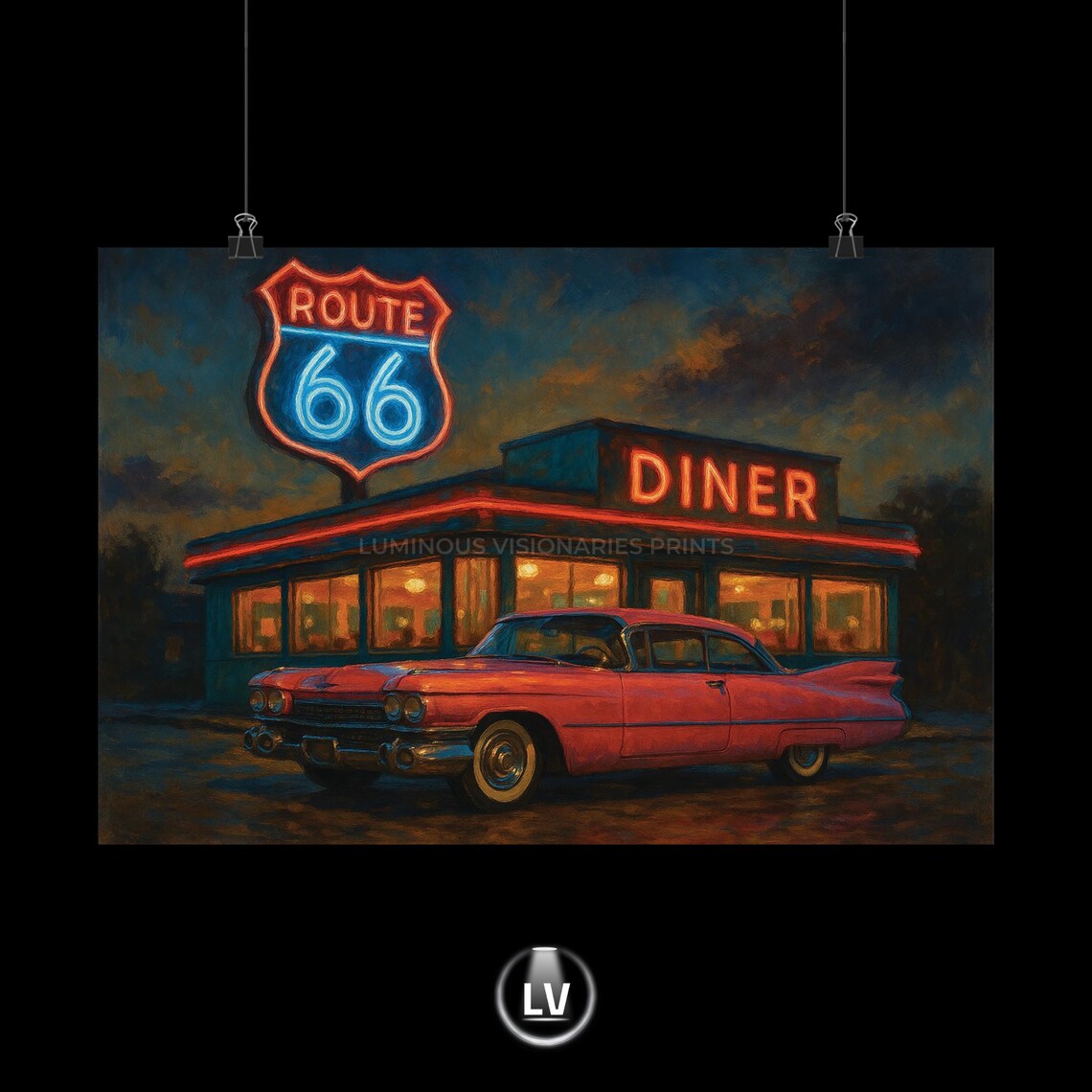 Route 66 Vintage Poster, Americana Art Print