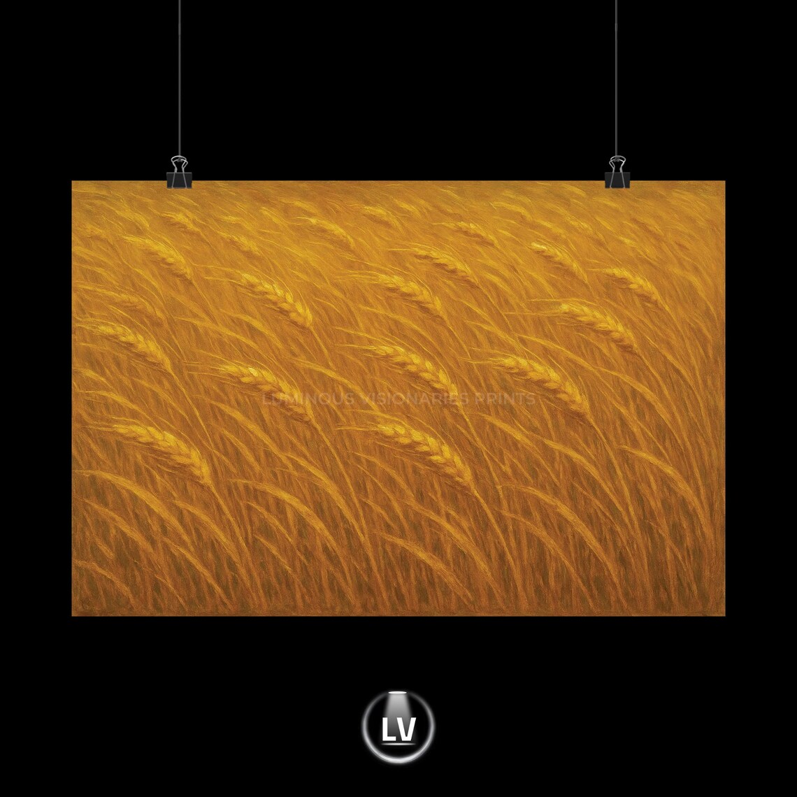 Golden Wheat Field Blowing In The Wind Warm Harvest Oil Poster