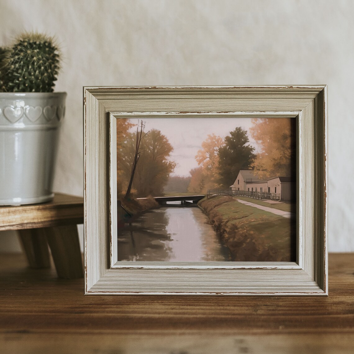 Chesapeake and Ohio Canal Vintage Oil Painting - Image 2