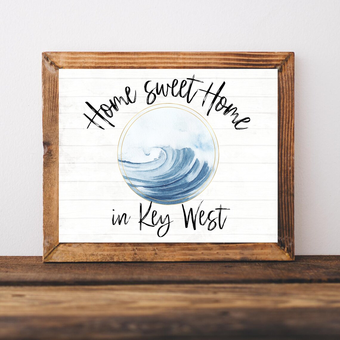 Home Sweet Home in Key West Watercolor Wave Beach Sign Poster