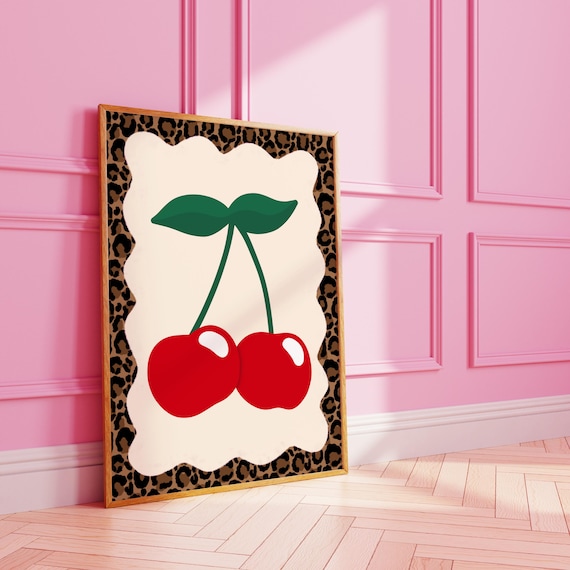 Funky Leopard Cherries Wavy Print Fashion Wall Art A3 A4 8x10 A5 5x7