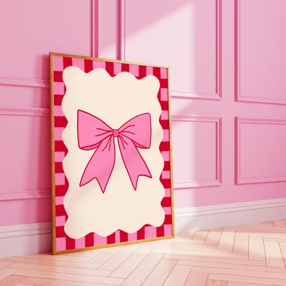 Cute Bow Wavy Print Fashion Wall Art A3 A4 8x10 A5 5x7