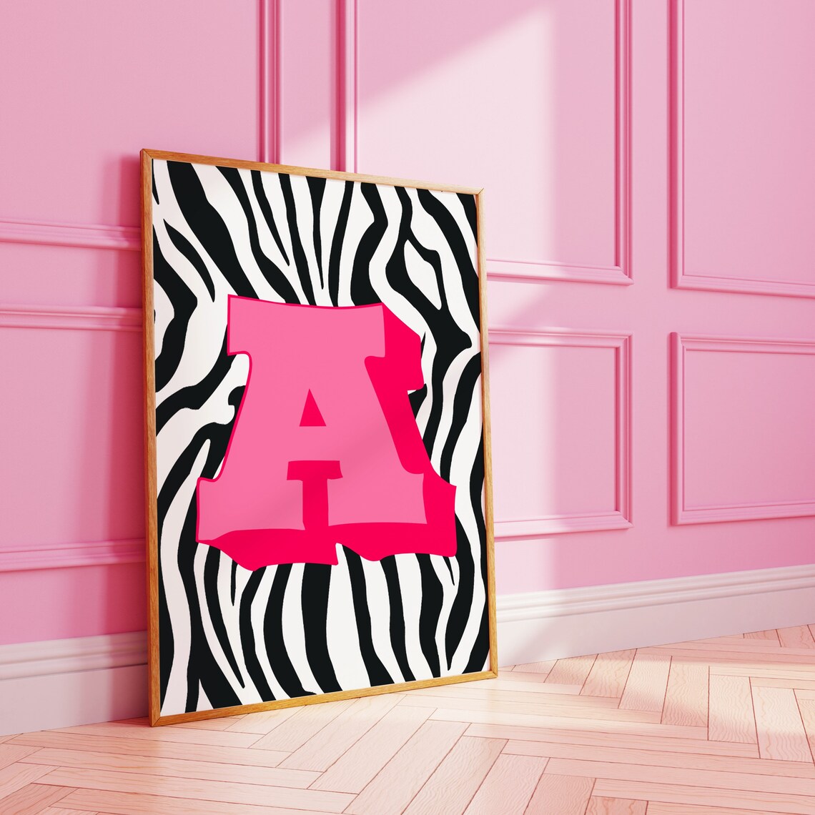 Zebra Print Personalised Initial Wall Art
