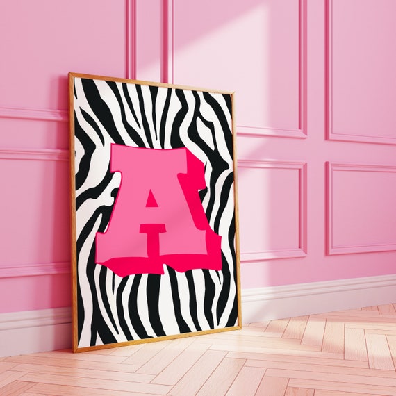 Zebra Print Personalised Initial Wall Art