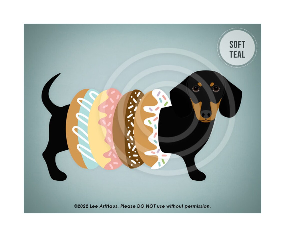 Dachshund Donut Costume Dessert Rings Pink Sweet Funny Dog Poster - Image 4