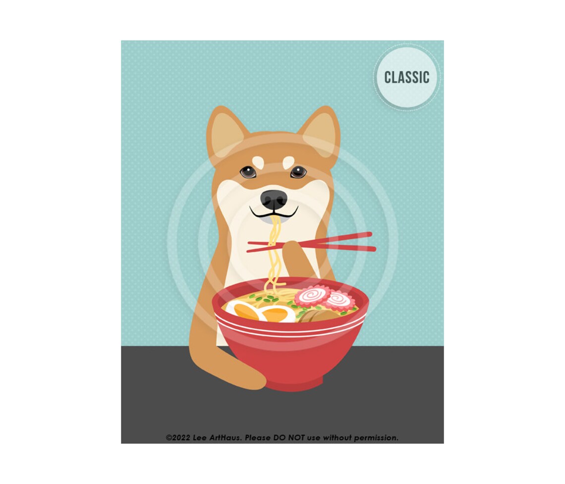 649dp Dog Artwork Red Shiba Inu Eating Ramen Bowl Wall Art Japanese Food Print Foodie Art Gift Gift For Chef Ramen Noodle Lovers