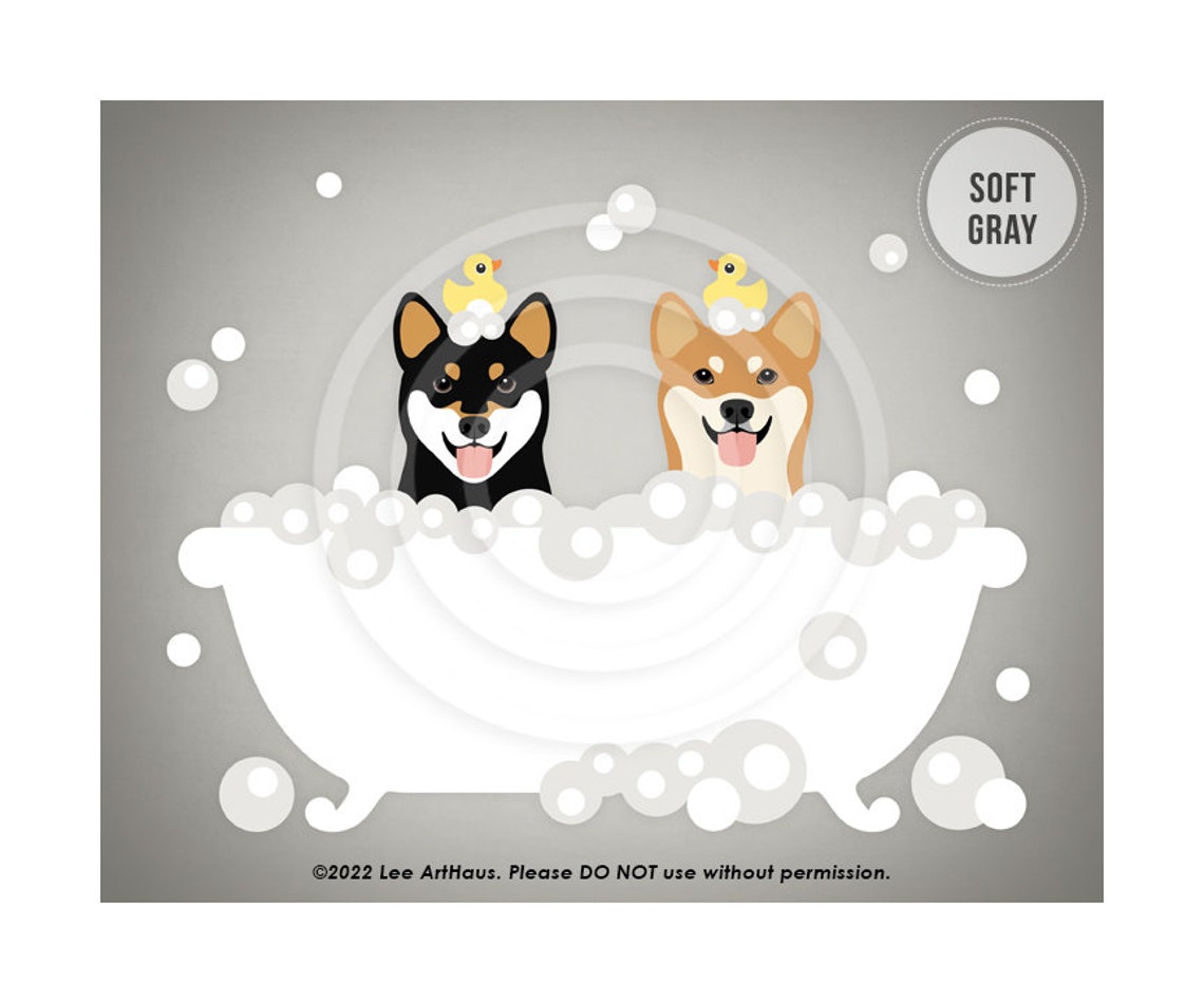 212dp Dog Prints Two Happy Shiba Inu Dogs In Bubble Bath Bathtub Wall Art Shiba Mom Gifts Cute Dog Artwork Shiba Inus Dog Decor - Image 8