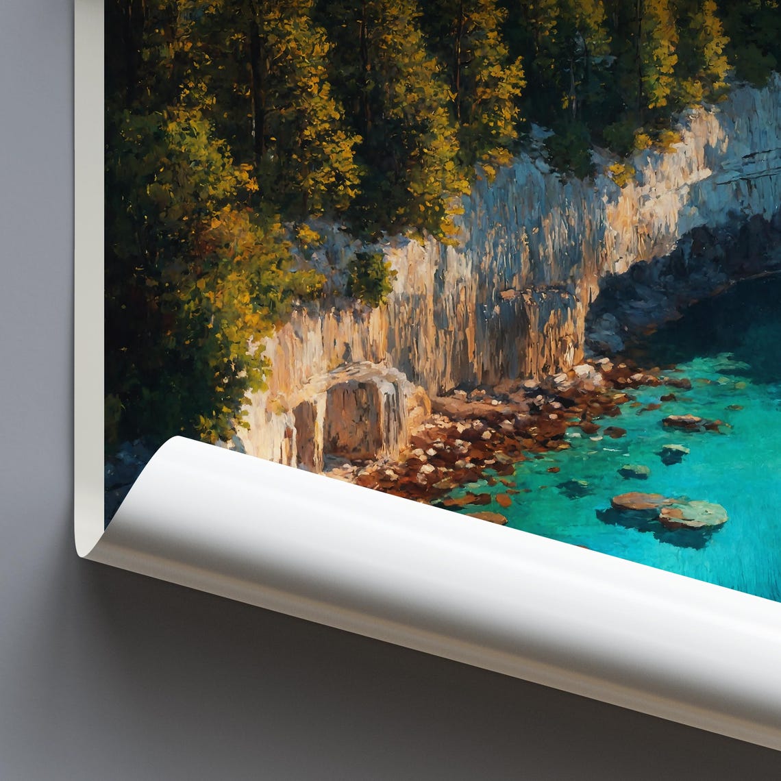 Bruce Peninsula Ontario Canada Rugged Cliffs Coast Painted Poster - Image 3