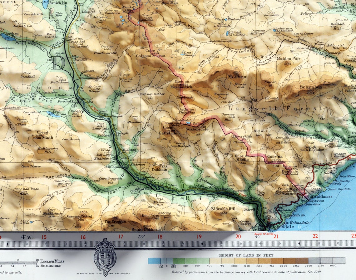 Caithness Scotland Vintage Atlas Style Shaded Relief Map Poster - Image 2