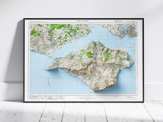 Isle Of Wight Vintage Map Poster Uk Shaded Wall Art Print Historical Os England Home Decor Gift